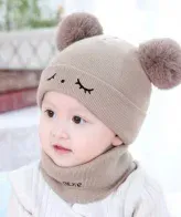 unisex kids beanie wool cap with attached neck warmer – warm winter hat for boys and girls, imagecaption=Cozy unisex wool beanie with built‑in neck warmer, perfect for kids’ winter outings.