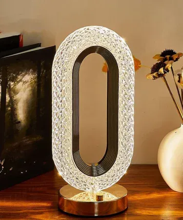 Rechargeable oval table lamp with three light modes – warm, natural, white – perfect for study and home décor,