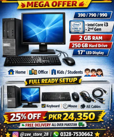 Dell SFF 390/790/990 full ready setup computer with 17 inch LED monitor and accessories**