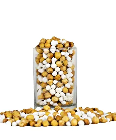 Sweet Chana with Makhana 500 g snack pack – roasted chickpeas and fox nuts, sweetened for a crunchy treat, imagecaption=Sweet Chana with Makhana 500 g – perfect snack for tea time and gatherings,