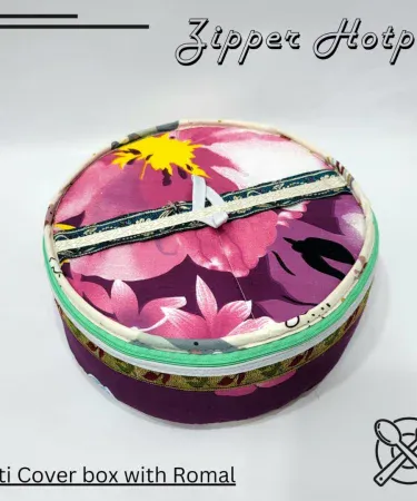 Zipper Hotpot for Roti and Nan cotton fabric storage 6‑8 pieces , imagecaption=Premium cotton Zipper Hotpot for roti & nan – perfect storage solution ,