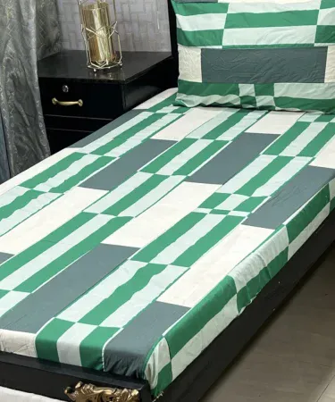 Premium single bed patchwork bedsheet with pillow cover – soft cotton fabric, designer embedded pattern, Khareedo & Kharedo, imagecaption=Premium single bed patchwork bedsheet with pillow cover – perfect for daily use and gifting, available on Khareedo & Kharedo.