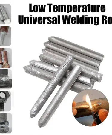 3 Pc Low Temperature Welding Rod kit – easy‑melt stainless steel, copper, iron & aluminum repair rods, imagecaption=Versatile 3 Pc Low Temperature Welding Rod kit for strong, solder‑free metal repairs.