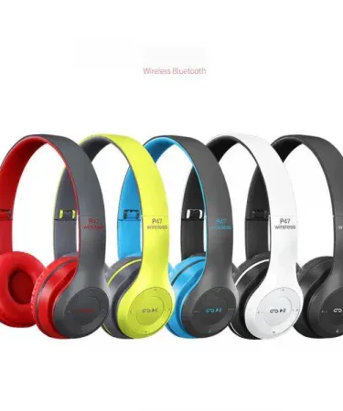 P47 Wireless Bluetooth Foldable Headphone – sleek matte finish, foldable design, noise‑cancelling microphone