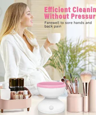 Electric Makeup Brush Cleaner Machine – Automatic, USB rechargeable, gentle on bristles, random color, smart makeup cleaner brush
