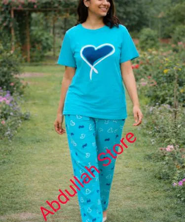 Half-sleeves-printed-adult-night-suit-for-girls-women-jersey-khareedo-pakistan**