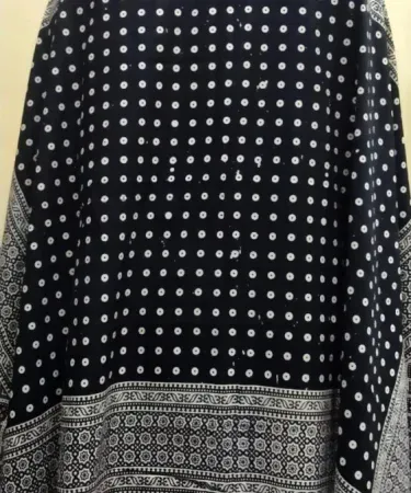 Black Sindhi Ajrak and cotton shawl set for men, women and girls – handcrafted Sindhi patterns