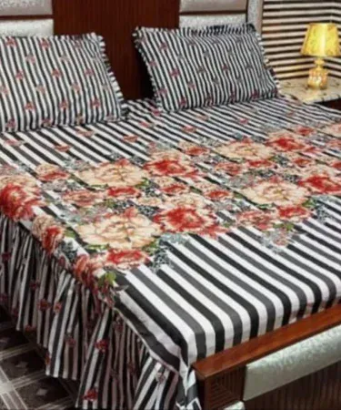 Salonika Cotton King Size Frill Double Bedsheet Set with 2 Pillow Covers – Elegant Bedroom Décor