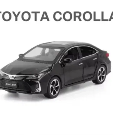 1:32 Toyota Corolla alloy die‑cast model car with opening doors, red and black miniature sedan