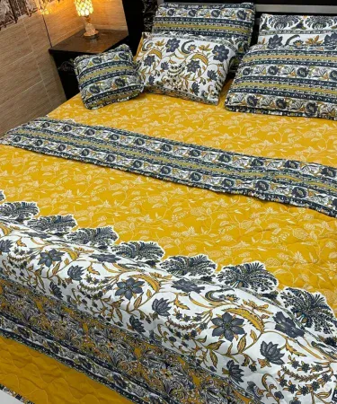 7 Pc Printed Mic Cotton Comforter Set – complete 7‑piece bedding collection with vibrant printed design, soft mic cotton fabric, pillow shams, fitted and flat sheets