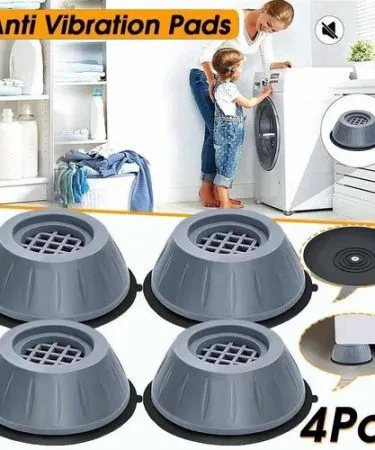 4Pcs Universal Anti Vibration Washing Machine Rubber Pads Feet placed under a washing machine , imagecaption=Anti‑vibration rubber pads for washing machines – improve stability and reduce noise ,