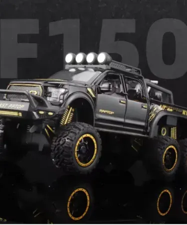 1:24 Ford F150 Raptor large scale alloy diecast toy truck with pull‑back action, LED headlights and openable doors