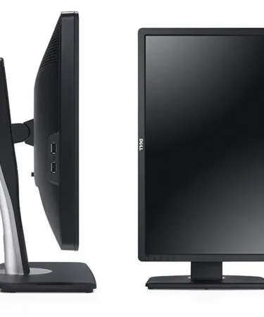 Dell 24‑Inch Full HD LCD Monitor with sleek black bezel, displaying vibrant 1080p content and featuring VGA, DVI, D‑Sub ports and four USB connectors.