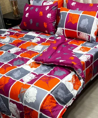 Printed Soft King Size 6pc Vicky Razai Duvet Set with Pillow Covers – Premium King Bed Set, soft printed fabric, vibrant Vicky Razai design, includes duvet cover and pillow covers, perfect for king size beds.