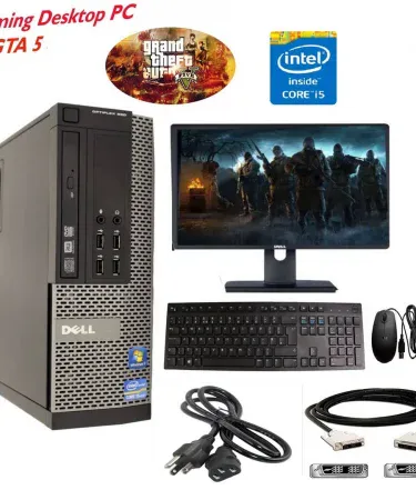 Complete Gaming PC Setup Dell OptiPlex 390/790/990 with 15‑inch LCD monitor, keyboard, mouse, cables and GTA 5 pre‑installed, imagecaption=Complete Gaming PC Bundle – Dell OptiPlex 390/790/990 with GTA 5 installed and Check‑on‑Delivery service ,