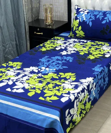 Single bedsheet with pillow cover set for single bed – soft cotton fabric, vibrant color, includes one pillowcase, perfect for Pakistani homes.