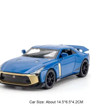 1:32 Nissan GT‑R50 diecast model car with metal body and pull‑back action, imagecaption=Detailed 1:32 Nissan GT‑R50 metal‑body diecast collectible toy – available on Khareedo & Kharedo.
