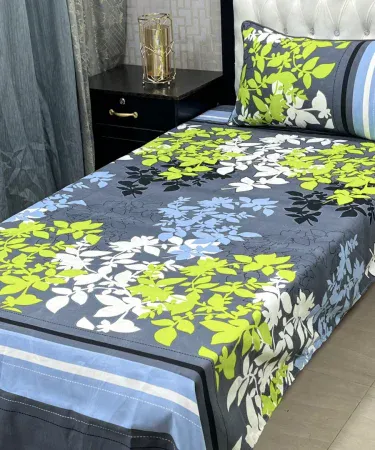Single bedsheet with pillow cover set for single bed – soft cotton fabric, vibrant color, includes one pillowcase, perfect for Pakistani homes.