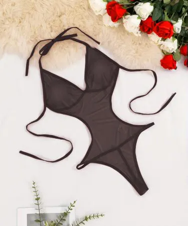 Ladies Stylish Bikini Set in Red Soft Net Fabric, imagecaption=Elegant Ladies Stylish Bikini Set – Adjustable Fit, Available in Red, Black, Maroon & Navy ,