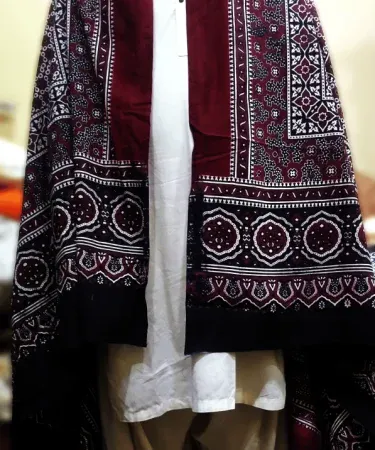 Premium Sindhi Ajrak and cotton shawl collection featuring handcrafted block prints and vibrant colors for men, women, and girls