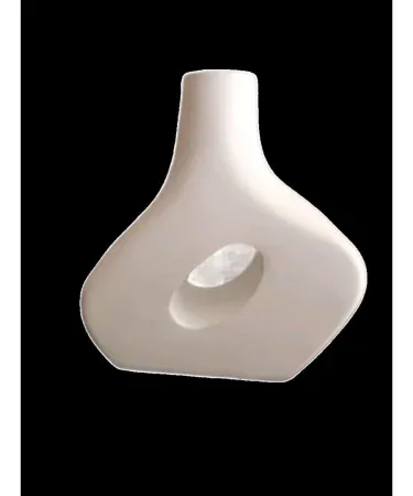 Handcrafted matte white vase 9 in × 9 in, sleek minimalist home décor piece,