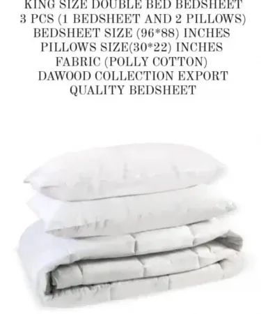 King Size Double Bedsheet Set with 2 Pillows – Luxurious Soft Bedding for Bedroom