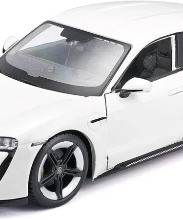 Bburago 1:24 scale Porsche Taycan Turbo S white die‑cast collectible model car