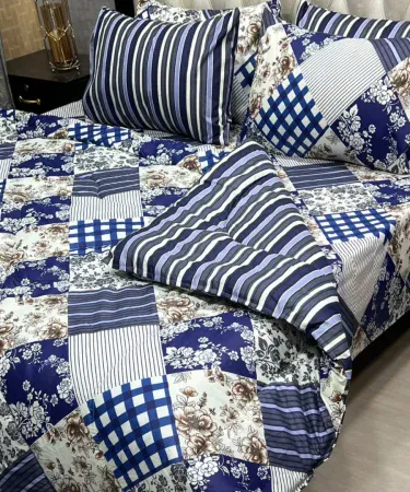 Printed Soft King Size 6pc Vicky Razai Duvet Set with Pillow Covers – Khareedo|Kharedo, imagecaption=Luxurious printed king size 6pc Vicky Razai duvet set with matching pillow covers, perfect for a stylish bedroom.
