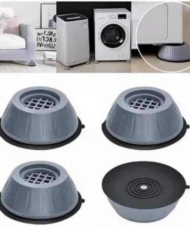 4Pcs Universal Anti Vibration Washing Machine Rubber Pads Feet placed under a washing machine , imagecaption=Anti‑vibration rubber pads for washing machines – improve stability and reduce noise ,