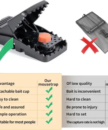Abū Turāb Heavy Duty Reusable Plastic Mouse Trap with Black Stainless Steel Springs – close‑up view, imagecaption=Abū Turāb (أبو تراب) Heavy Duty Mouse Trap – fast, safe, reusable rodent catcher.