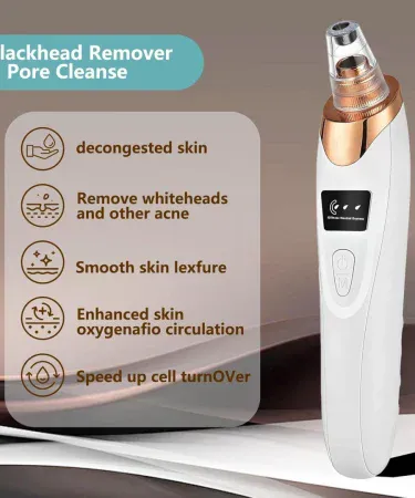 ABU‑TURAB Original 5‑in‑1 Multi‑Functional Blackhead Removal Derma Suction Machine with 5 interchangeable heads and LED display, imagecaption=ABU‑TURAB 5‑in‑1 Blackhead Remover – portable electric pore cleaner for flawless skin ,