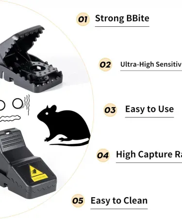 Abū Turāb Heavy Duty Reusable Plastic Mouse Trap with Black Stainless Steel Springs – close‑up view, imagecaption=Abū Turāb (أبو تراب) Heavy Duty Mouse Trap – fast, safe, reusable rodent catcher.