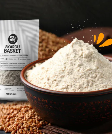 Refined Buckwheat Flour (Phay) – extra‑fine stone‑ground gluten‑free flour from Skardu Basket, perfect for healthy baking and cooking.