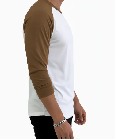 Men’s Free Fire Heroic Rank Raglan Long Sleeve Jersey T‑Shirt in Earth Brown and Arctic White , imagecaption=Premium Free Fire raglan tee – perfect for gaming and street style ,