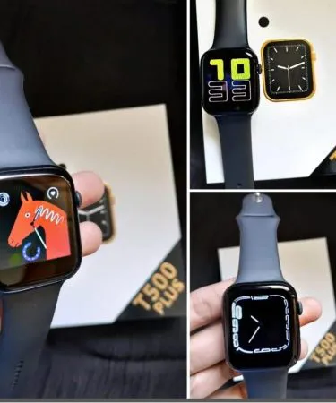 T500 Bluetooth Smart Watch – 1.54" HD IPS touchscreen, sleek black design, showing time and notifications