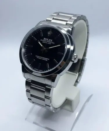 Men’s Imported Quality Stainless Steel Analog Watch – Silver Chain Strap with Black Dial