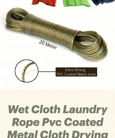 GenCartHub PVC coated metal clothesline rope 20 m with hooks for heavy‑duty laundry drying