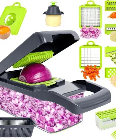 16in1 Vegetable Nicer Dicer Set with stainless steel blades and ergonomic handle – perfect for slicing, dicing, and julienning vegetables