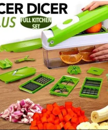 14in1 Vegetable Nicer Dicer with stainless steel blades and 14 functions for easy cooking, imagecaption=14in1 Vegetable Nicer Dicer – perfect for Ramadan kitchen prep,