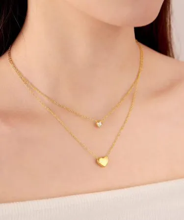 Rawaah Jewellery stainless steel 2‑line heart locket chain – high quality heart pendant necklace, imagecaption=Rawaah Jewellery stainless steel heart locket chain with 2‑line design, perfect for everyday elegance.