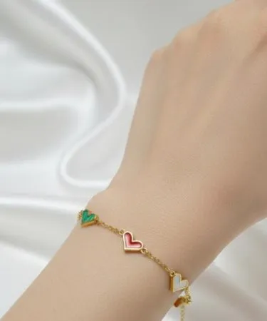 rawaah-jewellery-high-quality-stainless-steel-multi-color-heart-bracelet**