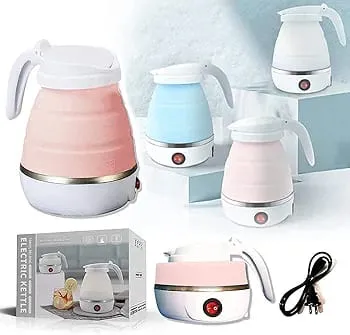 Foldable rechargeable electric kettle – compact portable travel kettle for hot water on the go, imagecaption=Premium foldable rechargeable electric kettle perfect for travel, available on Khareedo & Kharedo with COD and Check‑on‑Delivery service.