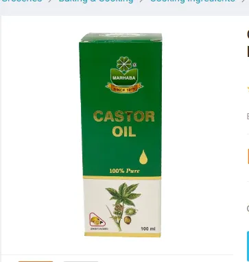 Castor Oil 100ml by Marhaba – Roghan e Arind – Pure Tail Arandi in a clear PET bottle, perfect for massage and health use