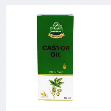 Castor Oil 100ml by Marhaba – Roghan e Arind – Pure Tail Arandi in a clear PET bottle, perfect for massage and health use