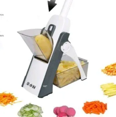 Abu Turab (أبو تراب) 5‑in‑1 stainless steel mandoline slicer for vegetables and fruits, imagecaption=Abu Turab Mandoline Slicer – versatile kitchen tool with multi‑function blades.