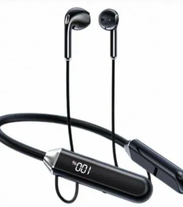 Magnetic-neckband-headphones-wireless-bluetooth-earbuds-with-led-display-and-mic**