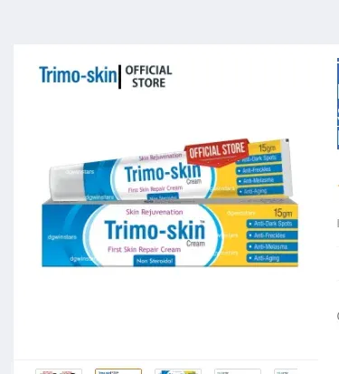 Scar & Freckles Removal Cream – Trimo skin care cream for acne, scar, hand, foot and pigmentation, suitable for all skin types, packaged by Khareedo , imagecaption=Trimo Scar & Freckles Removal Cream displayed on Khareedo’s product page ,