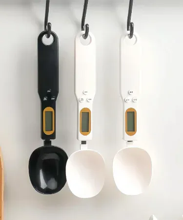Digital spoon scale with LED display, 0.1 g precision sensor, 4 unit modes and tare function – portable kitchen measuring spoon for baking, coffee and spices.