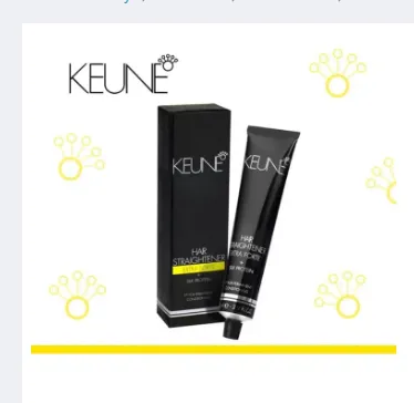 Keunne Professional Hair Straightener Extra Forte with Silk Protein – smooth and shiny hair styling tool, sleek black design with ceramic plates, displayed on a white background