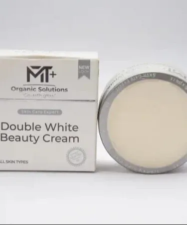 MT+ Organic Solutions Double White Beauty Cream tube with fresh organic ingredients , imagecaption=MT+ Double White Beauty Cream – Brightening & Acne‑Fighting Cream ,